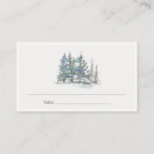 Elegant rustikal dusky Green Blue Pine Woods Weddi Platzkarte (Rückseite)