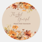 Elegant Rustikal floral Dankbar und großartig Runder Aufkleber (Vorderseite)