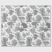 Elegant Rustikal Gray Country Toile Geschenkpapier (Flach)