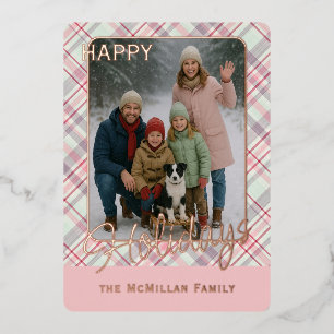 Elegant Rustikal Klassisches Schottenmuster Gold Folien Feiertagskarte