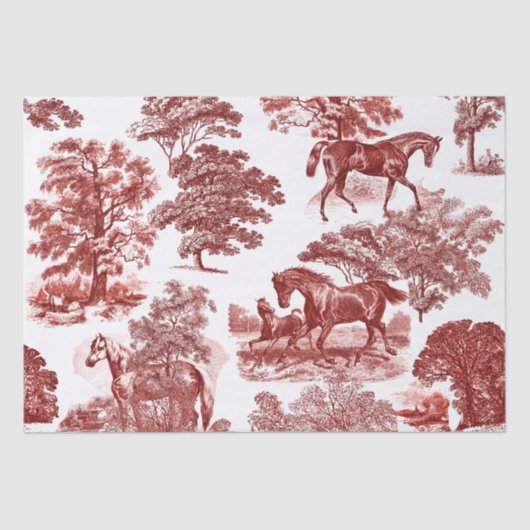 Elegant Rustikal Rote Pferde Land Toile Seidenpapier (Vorderseite)