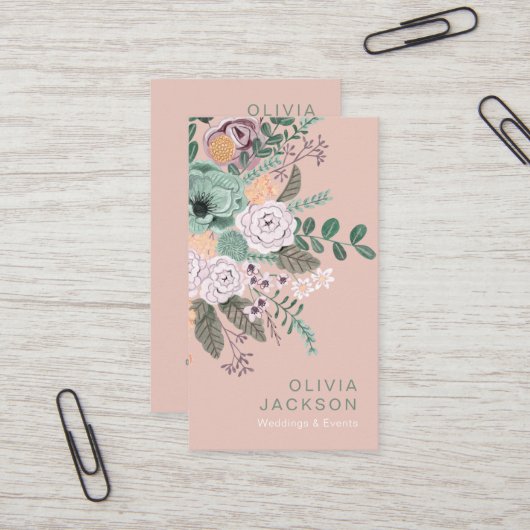 Elegant rustikal und blumenreich visitenkarte (Vorderseite/Rückseite Beispiel)