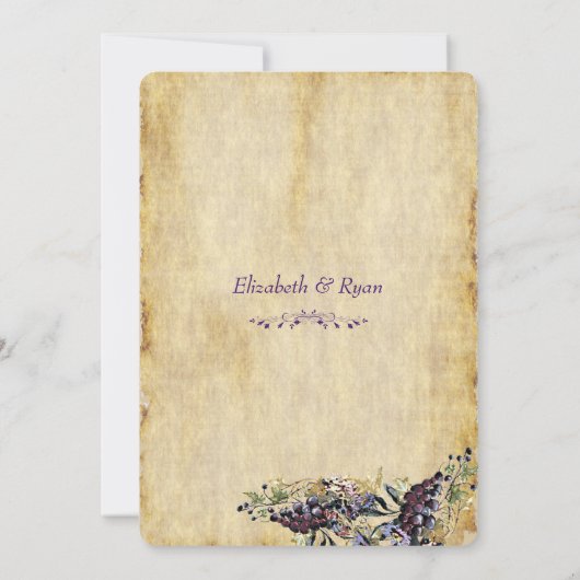 Elegant, rustikal, Weinbergshochzeit Einladung (Rückseite)