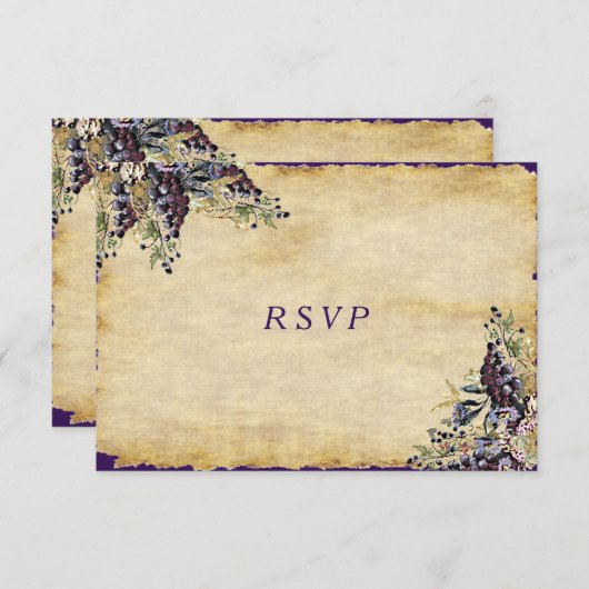 Elegant, rustikal, Weinbergshochzeit RSVP Karte (Vorne/Hinten)