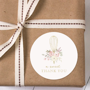 Elegant Rustikale Blumen Bäckerei Ein Süßes Dankes Runder Aufkleber