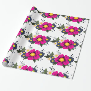 Elegant Rustikale Florale Navy Burgunder Marsala R Geschenkpapier