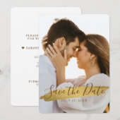 Elegant Rustikale Goldene Save-The-Date-Karte mit Save The Date (Vorne/Hinten)