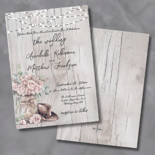 Elegant Rustikale Holz-Saiten Western Country-Hoch Einladung