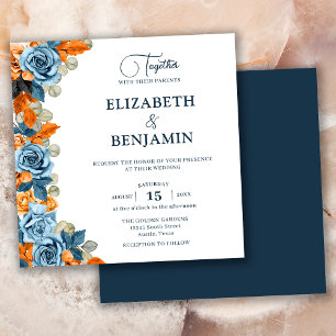 Elegant Rustikale Navy- und Rost-Hochzeit Boho Einladung