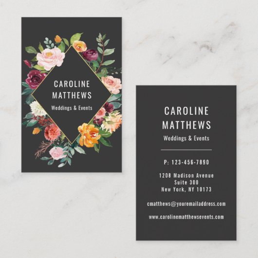 Elegant Rustikale Wasserfarben Visitenkarte (Vorne/Hinten)