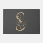 Elegant S Boho Floral Monogram Initial Gray Gold Fußmatte (Vorderseite)