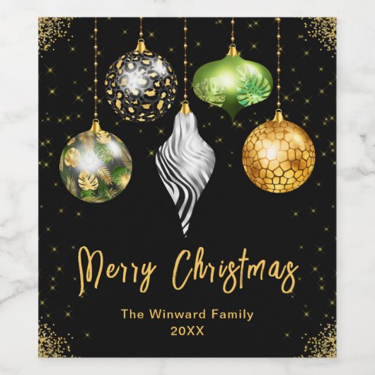 Elegant Safari Theme Ornament Christmas Weinetikett (Einzelnes Label)