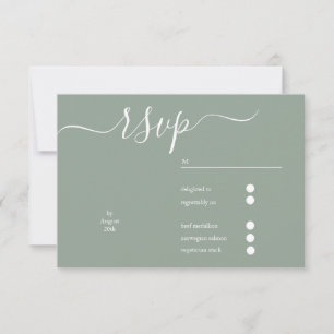 Elegant Saga Green Drehbuch Hochzeit RSVP Karte