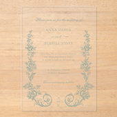 Elegant Sage Baroque Roses Wedding Acryleinladungen (Vorderseite)