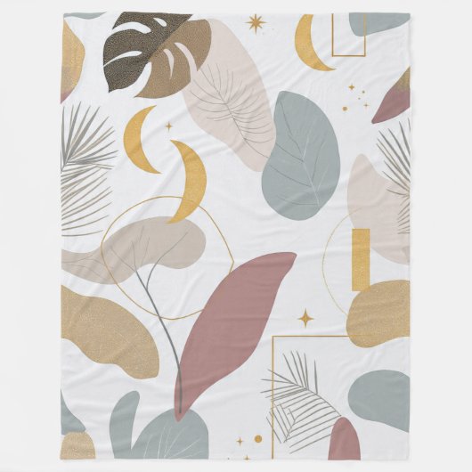 Elegant Sage & Blush Abstract Botanical Throw Blan Fleecedecke (Vorderseite)