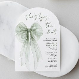 Elegant Sage Bow Watercolor Arch Bridal Shower Einladung