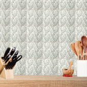 Elegant Sage Cream Minimalist Boho Floral Pattern Fliese