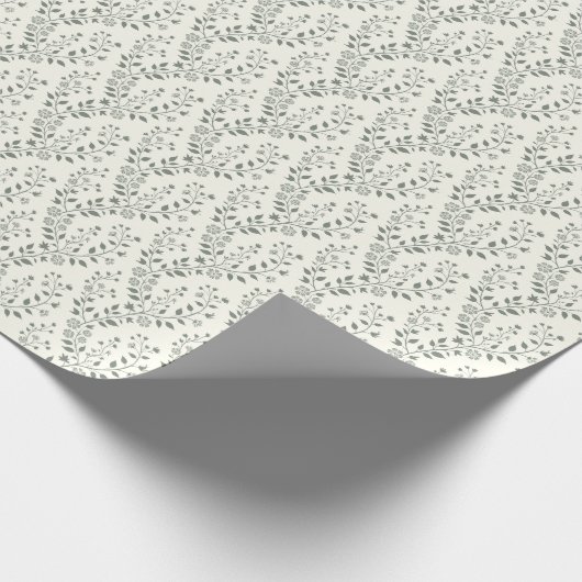 Elegant Sage Cream Minimalist Boho Floral Pattern Geschenkpapier (Ecke)