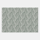 Elegant Sage Cream Minimalist Boho Floral Pattern Geschenkpapier Set (Vorderseite 2)