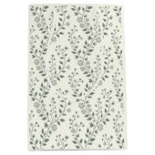 Elegant Sage Cream Minimalist Boho Floral Pattern Mittlere Geschenktüte (Vorderseite)