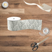 Elegant Sage Cream Minimalist Boho Floral Pattern Ripsband