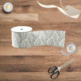 Elegant Sage Cream Minimalist Boho Floral Pattern Ripsband