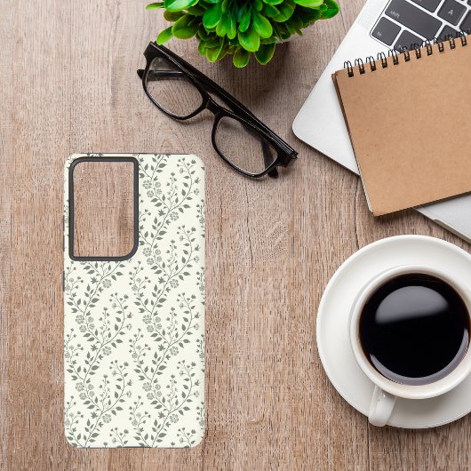 Elegant Sage Cream Minimalist Boho Floral Pattern Samsung Galaxy Hülle