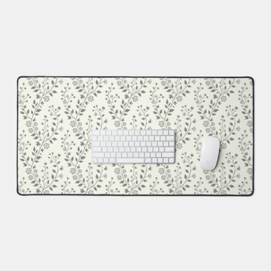 Elegant Sage Cream Minimalist Boho Floral Pattern Schreibtischunterlage (Tastatur & Maus)
