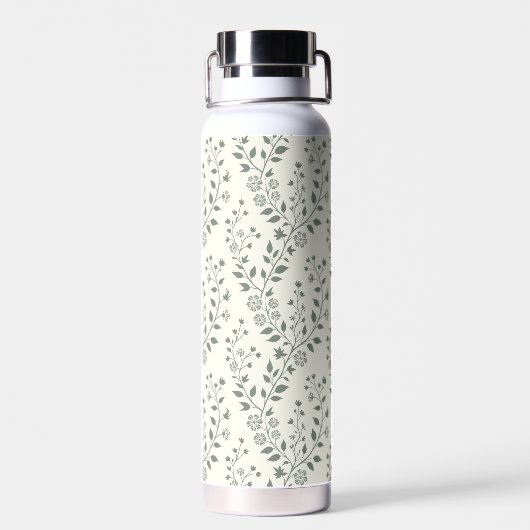 Elegant Sage Cream Minimalist Boho Floral Pattern Trinkflasche (Rückseite)