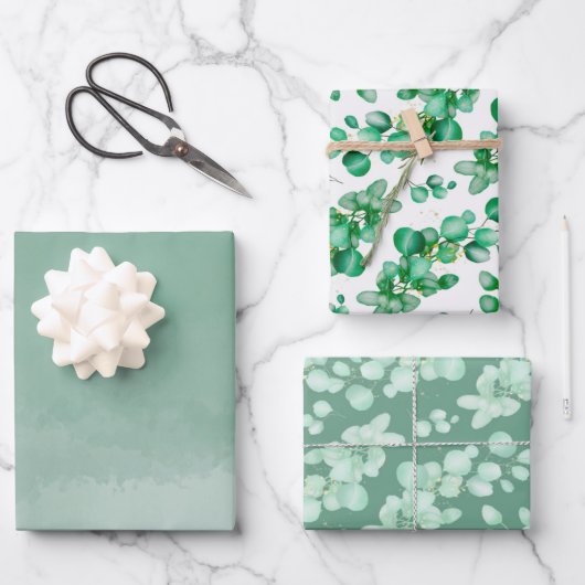 Elegant Sage Eucalyptus Geschenkpapier Set (Vorderseite)