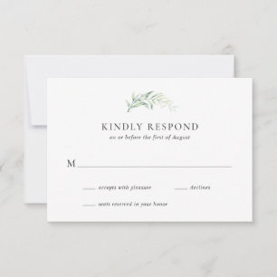 Elegant Sage Eukalyptus Greenerity Wedding RSVP Karte