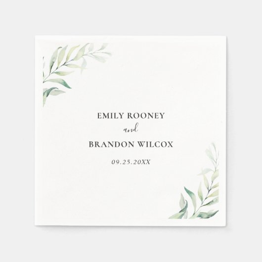 Elegant Sage Eukalyptus Greenerity Wedding Serviette (Vorderseite)