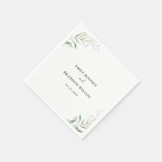 Elegant Sage Eukalyptus Greenerity Wedding Serviette (Ecke)