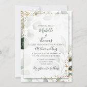 Elegant Sage Gold Eukalyptus Watercolor Grüne Einladung (Vorderseite)