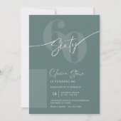 Elegant Sage Gray 60th Birthday Invitation Einladung (Vorderseite)