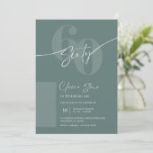 Elegant Sage Gray 60th Birthday Invitation Einladung (Stehend Vorderseite)