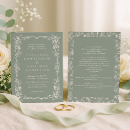 Elegant Sage Green All in One Wedding Einladung