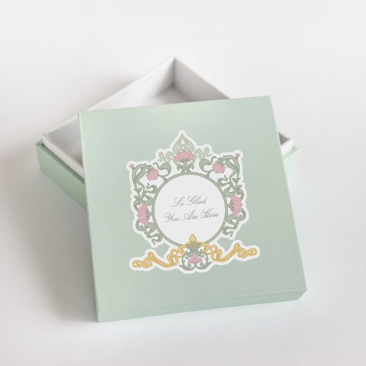 Elegant Sage Green and Gold Art Nouveau Aufkleber