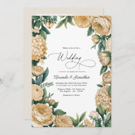 Elegant Sage Green and Sandstone Floral Wedding Einladung