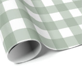 Elegant Sage Green and White Gingham Holiday Geschenkpapier (Rolleneckpunkt)