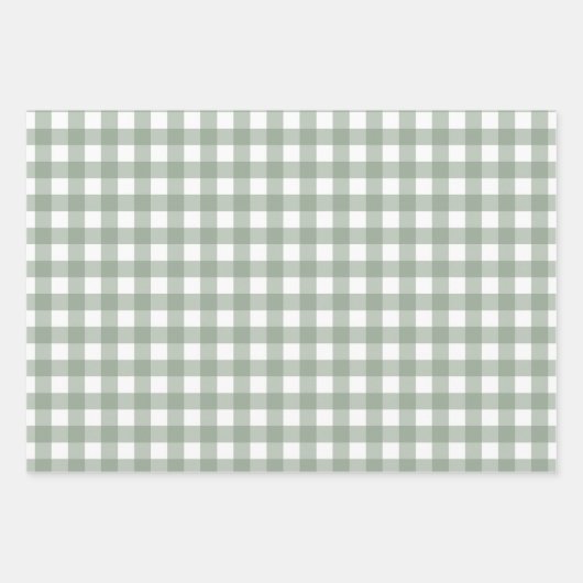 Elegant Sage Green and White Gingham Holiday Geschenkpapier Set (Vorderseite 3)