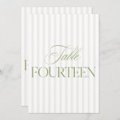 Elegant Sage Green & Beige Wedding 14 Tischnummern (Vorne/Hinten)