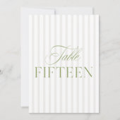 Elegant Sage Green & Beige Wedding 15 Tischnummern (Vorderseite)