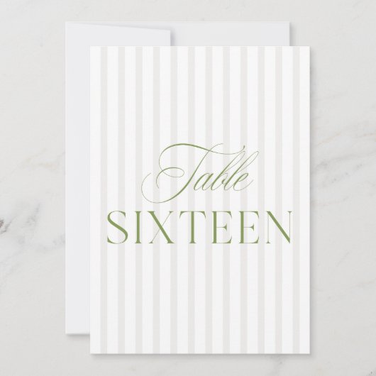 Elegant Sage Green & Beige Wedding 16 Tischnummern (Vorderseite)