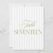 Elegant Sage Green & Beige Wedding 17 Tischnummern (Vorderseite)