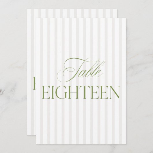 Elegant Sage Green & Beige Wedding 18 Tischnummern (Vorne/Hinten)