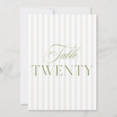 Elegant Sage Green & Beige Wedding 20 Tischnummer (Vorderseite)