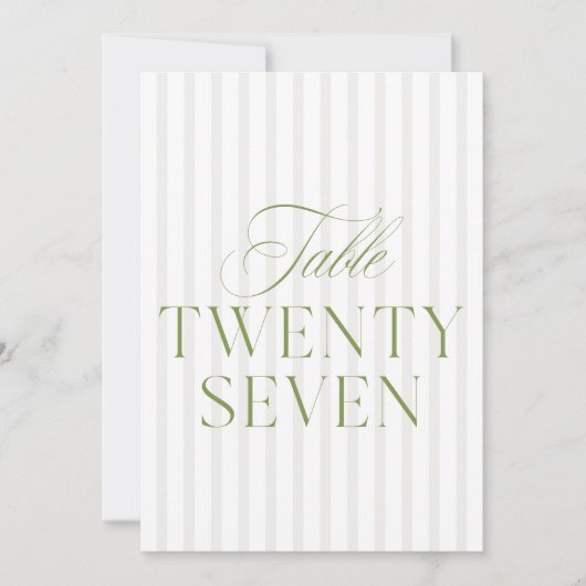 Elegant Sage Green & Beige Wedding 27 Tischnummern (Vorderseite)
