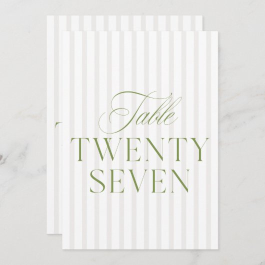 Elegant Sage Green & Beige Wedding 27 Tischnummern (Vorne/Hinten)
