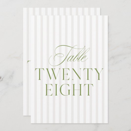 Elegant Sage Green & Beige Wedding 28 Tischnummern (Vorne/Hinten)